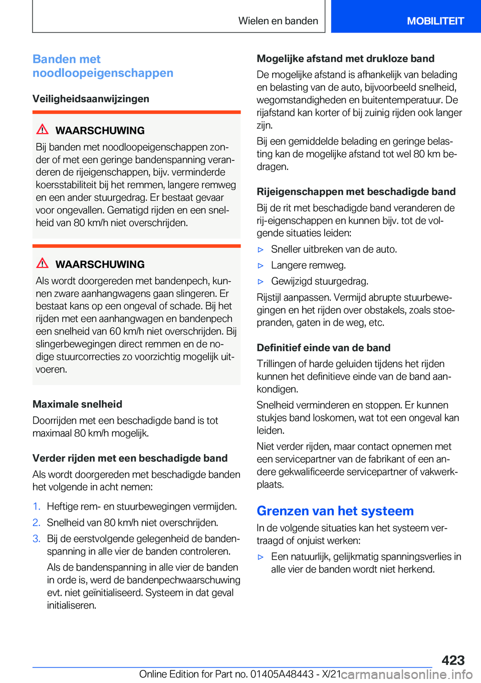 BMW X7 2022  Instructieboekjes (in Dutch) �B�a�n�d�e�n��m�e�t
�n�o�o�d�l�o�o�p�e�i�g�e�n�s�c�h�a�p�p�e�n
�V�e�i�l�i�g�h�e�i�d�s�a�a�n�w�i�j�z�i�n�g�e�n
�W�A�A�R�S�C�H�U�W�I�N�G
�B�i�j��b�a�n�d�e�n��m�e�t��n�o�o�d�l�o�o�p�e�i�g�e�n�s�c�h�a
