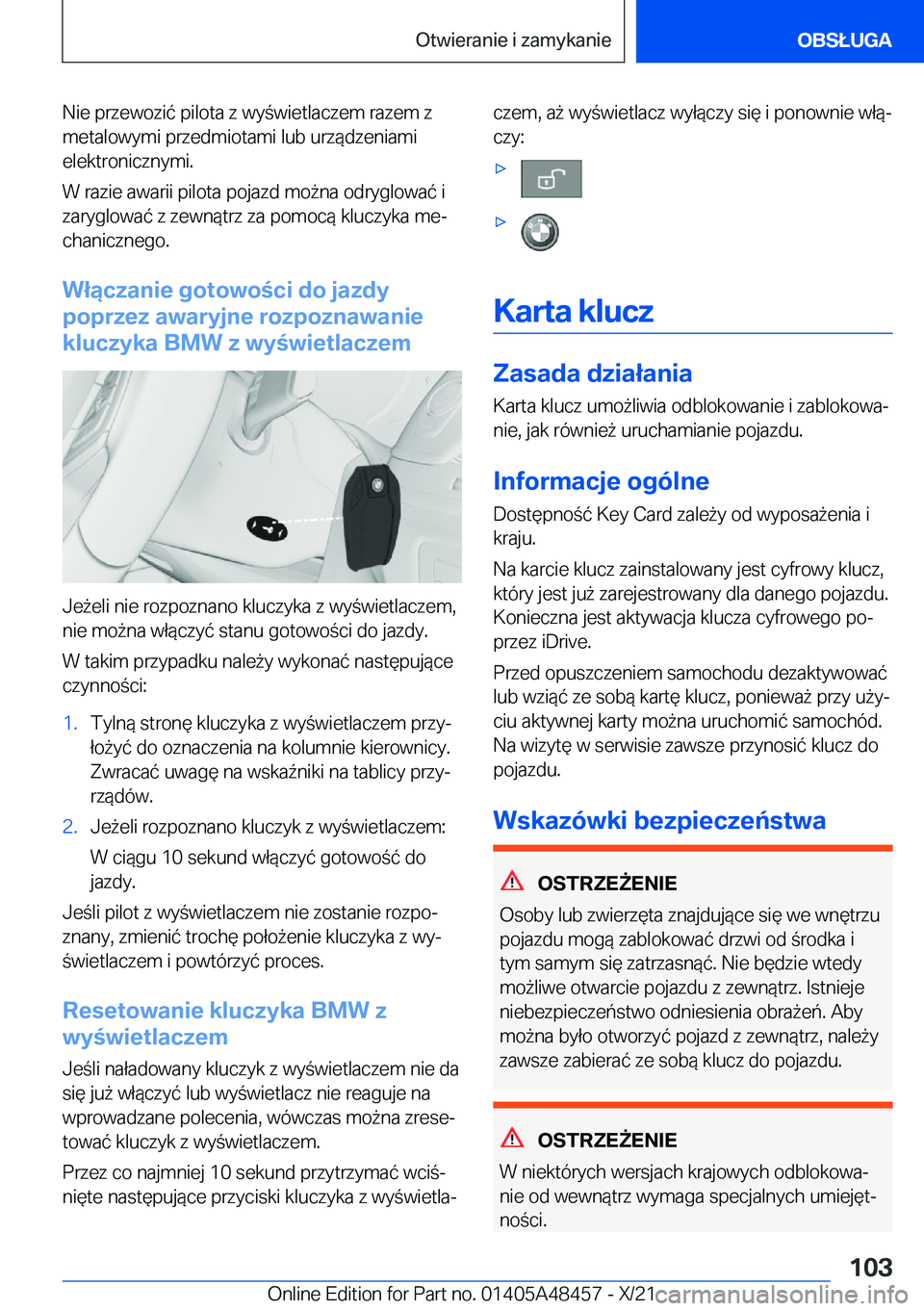 BMW X7 2022  Instrukcja obsługi (in Polish) �N�i�e��p�r�z�e�w�o�z�i�
