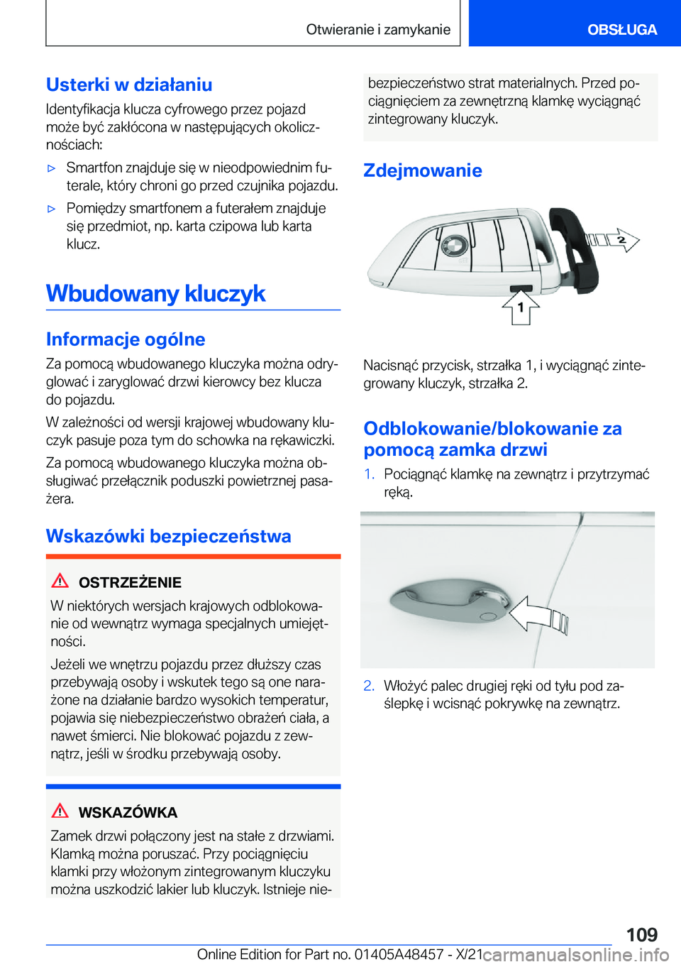 BMW X7 2022  Instrukcja obsługi (in Polish) �U�s�t�e�r�k�i��w��d�z�i�a�ł�a�n�i�u
�I�d�e�n�t�y�f�i�k�a�c�j�a��k�l�u�c�z�a��c�y�f�r�o�w�e�g�o��p�r�z�e�z��p�o�j�a�z�d
�m�o9�e��b�y�