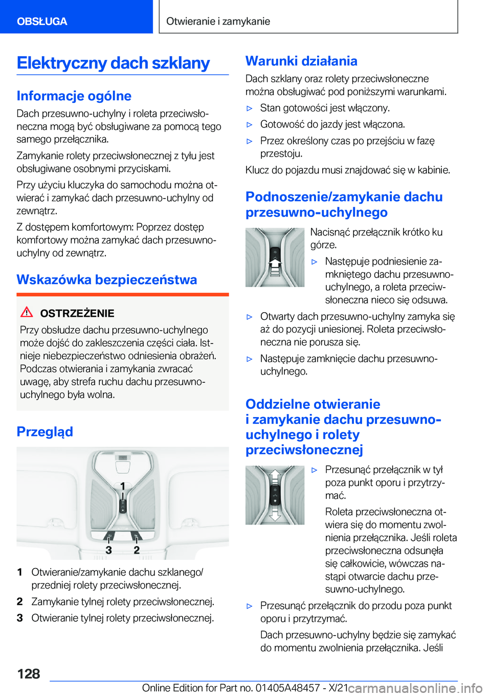 BMW X7 2022  Instrukcja obsługi (in Polish) �E�l�e�k�t�r�y�c�z�n�y��d�a�c�h��s�z�k�l�a�n�y
�I�n�f�o�r�m�a�c�j�e��o�g�