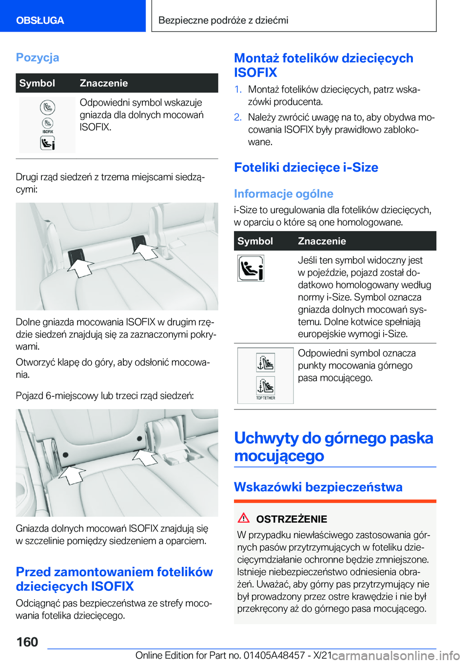 BMW X7 2022  Instrukcja obsługi (in Polish) �P�o�z�y�c�j�a�S�y�m�b�o�l�Z�n�a�c�z�e�n�i�e�O�d�p�o�w�i�e�d�n�i��s�y�m�b�o�l��w�s�k�a�z�u�j�e
�g�n�i�a�z�d�a��d�l�a��d�o�l�n�y�c�h��m�o�c�o�w�a�