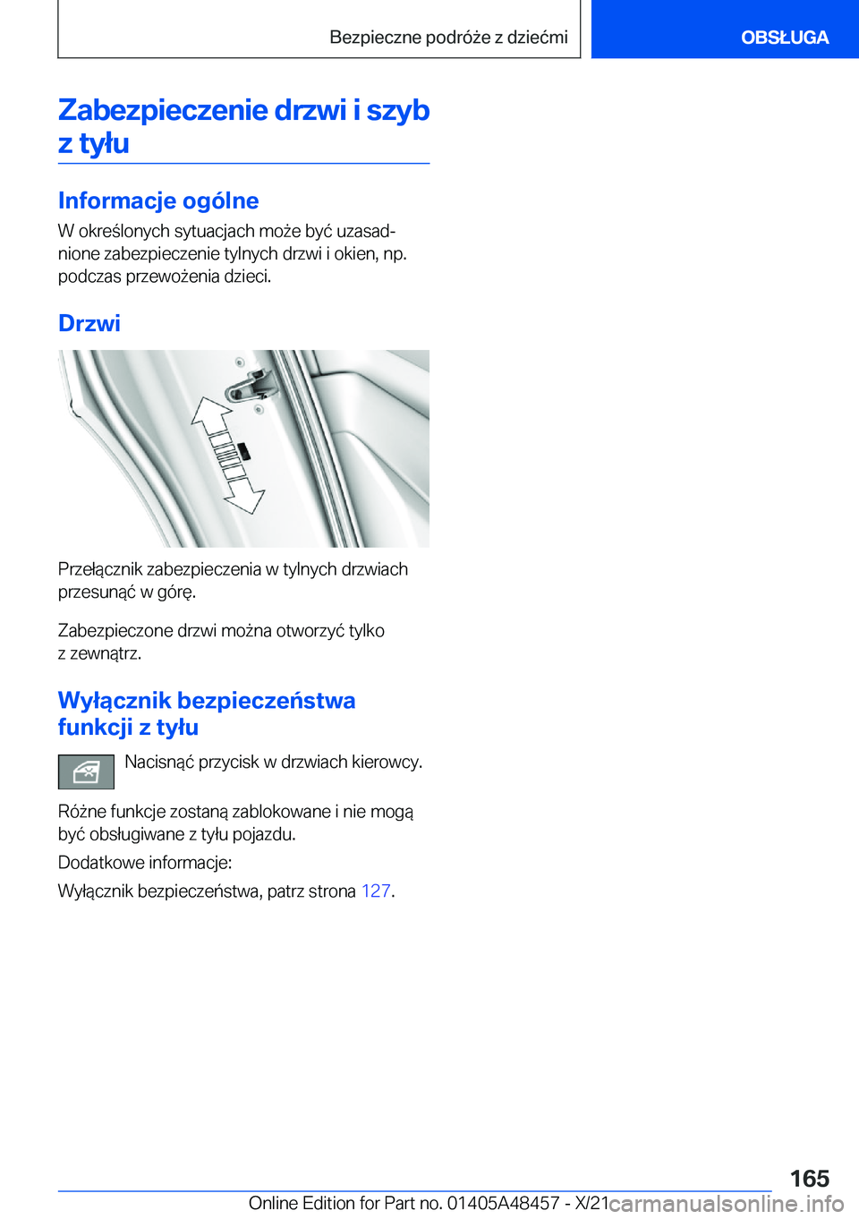 BMW X7 2022  Instrukcja obsługi (in Polish) �Z�a�b�e�z�p�i�e�c�z�e�n�i�e��d�r�z�w�i��i��s�z�y�b�z��t�y�ł�u
�I�n�f�o�r�m�a�c�j�e��o�g�