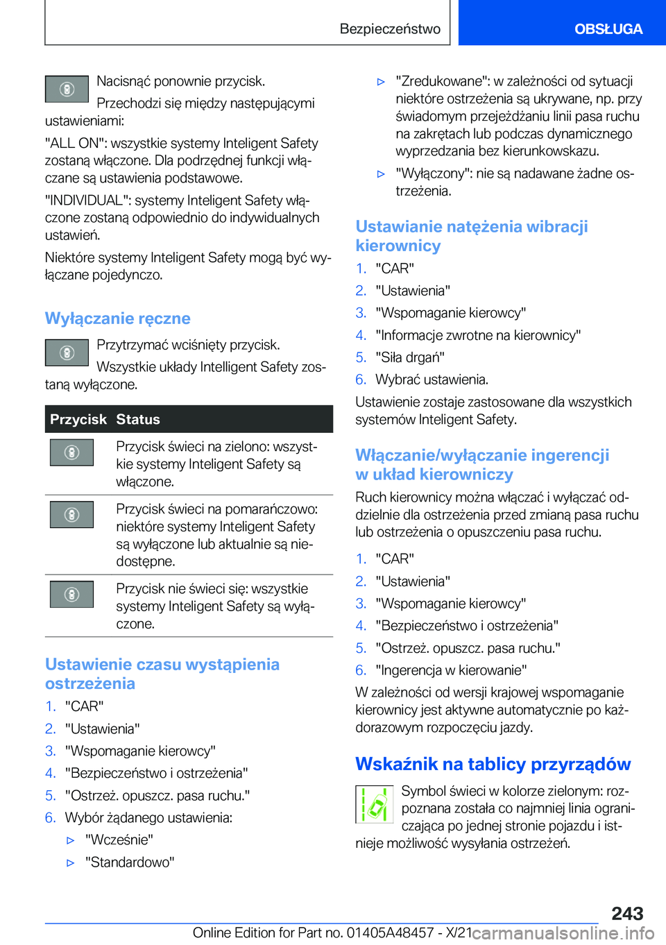 BMW X7 2022  Instrukcja obsługi (in Polish) �N�a�c�i�s�n�
