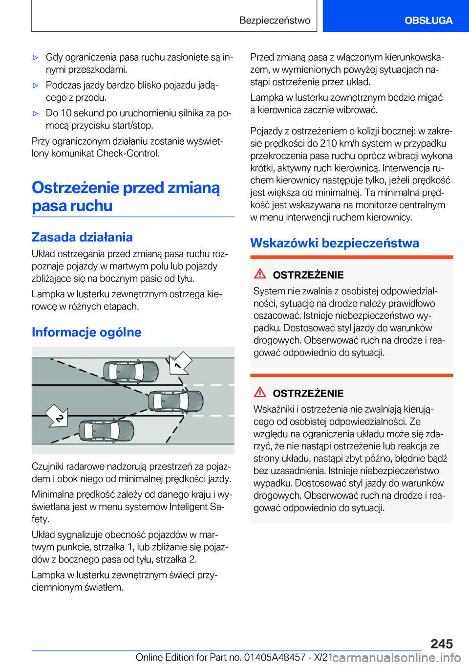 BMW X7 2022  Instrukcja obsługi (in Polish) 'x�G�d�y��o�g�r�a�n�i�c�z�e�n�i�a��p�a�s�a��r�u�c�h�u��z�a�s�ł�o�n�i�