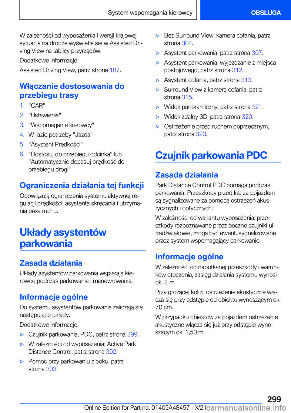 BMW X7 2022  Instrukcja obsługi (in Polish) �W��z�a�l�e9�n�o�c�i��o�d��w�y�p�o�s�a9�e�n�i�a��i��w�e�r�s�j�i��k�r�a�j�o�w�e�j
�s�y�t�u�a�c�j�a��n�a��d�r�o�d�z�e��w�y�w�i�e�t�l�a��s�i�