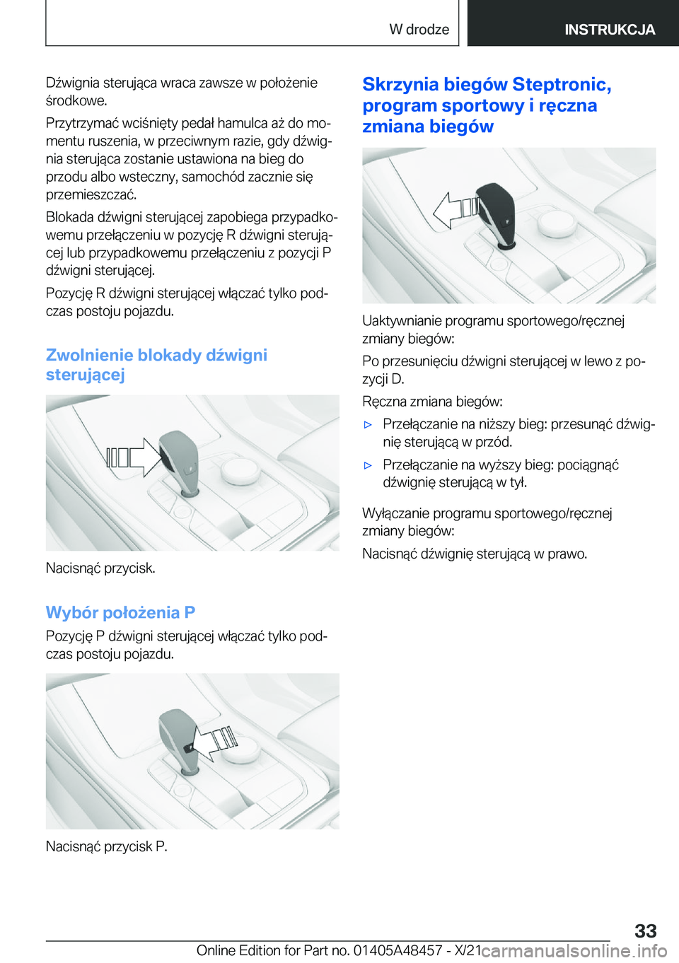 BMW X7 2022  Instrukcja obsługi (in Polish) �D7�w�i�g�n�i�a��s�t�e�r�u�j�