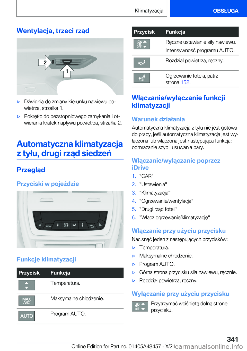 BMW X7 2022  Instrukcja obsługi (in Polish) �W�e�n�t�y�l�a�c�j�a�,��t�r�z�e�c�i��r�z�ą�d'x�D7�w�i�g�n�i�a��d�o��z�m�i�a�n�y��k�i�e�r�u�n�k�u��n�a�w�i�e�w�u��p�oj
�w�i�e�t�r�z�a�,��s�t�r�z�a�ł�k�a��1�.'x�P�o�k�r�