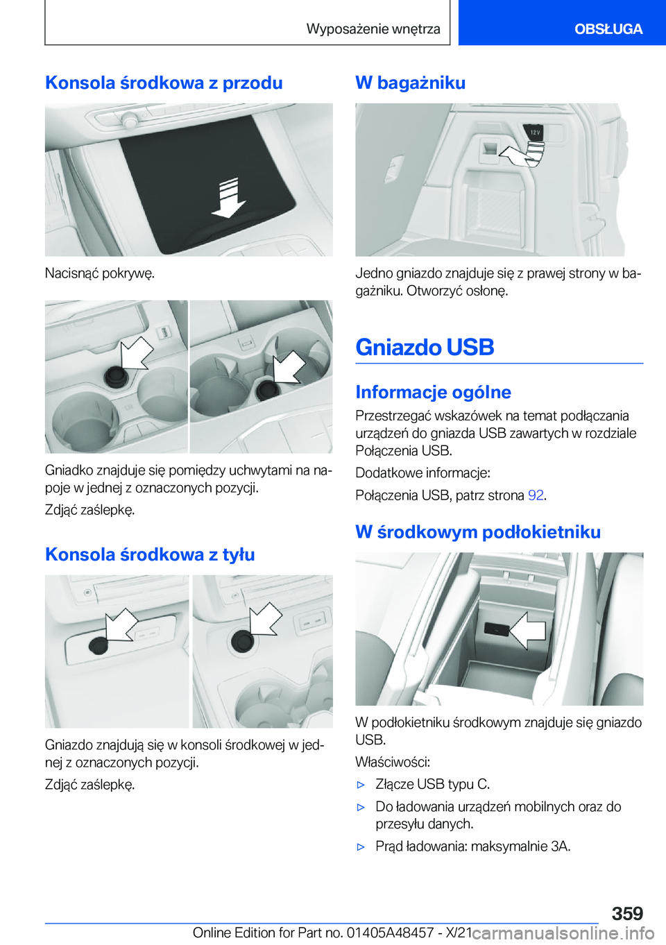 BMW X7 2022  Instrukcja obsługi (in Polish) �K�o�n�s�o�l�a��r�o�d�k�o�w�a��z��p�r�z�o�d�u
�N�a�c�i�s�n�