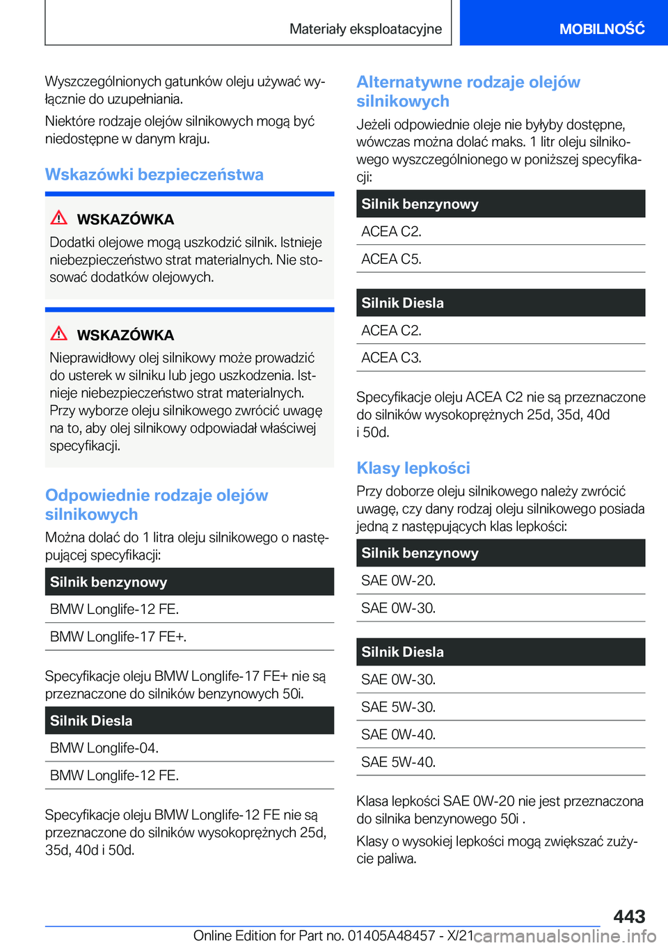BMW X7 2022  Instrukcja obsługi (in Polish) �W�y�s�z�c�z�e�g�