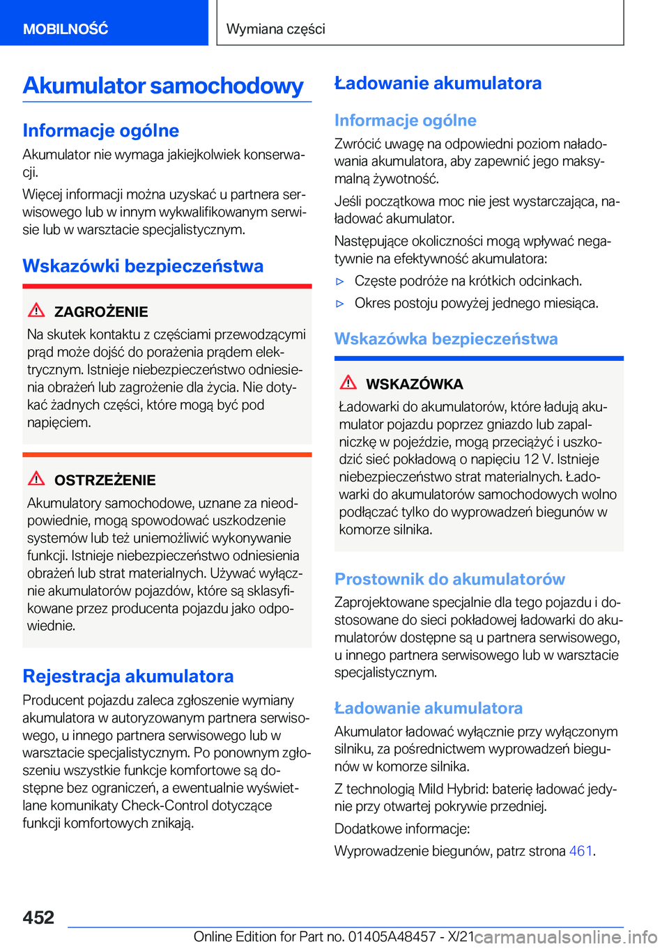 BMW X7 2022  Instrukcja obsługi (in Polish) �A�k�u�m�u�l�a�t�o�r��s�a�m�o�c�h�o�d�o�w�y
�I�n�f�o�r�m�a�c�j�e��o�g�
