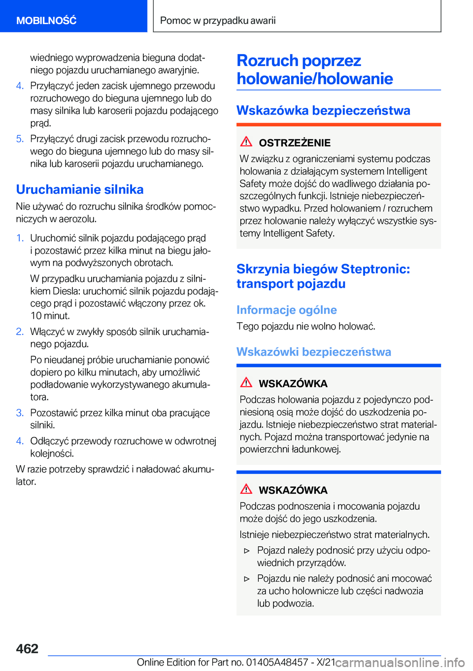 BMW X7 2022  Instrukcja obsługi (in Polish) �w�i�e�d�n�i�e�g�o��w�y�p�r�o�w�a�d�z�e�n�i�a��b�i�e�g�u�n�a��d�o�d�a�tj
�n�i�e�g�o��p�o�j�a�z�d�u��u�r�u�c�h�a�m�i�a�n�e�g�o��a�w�a�r�y�j�n�i�e�.�4�.�P�r�z�y�ł�