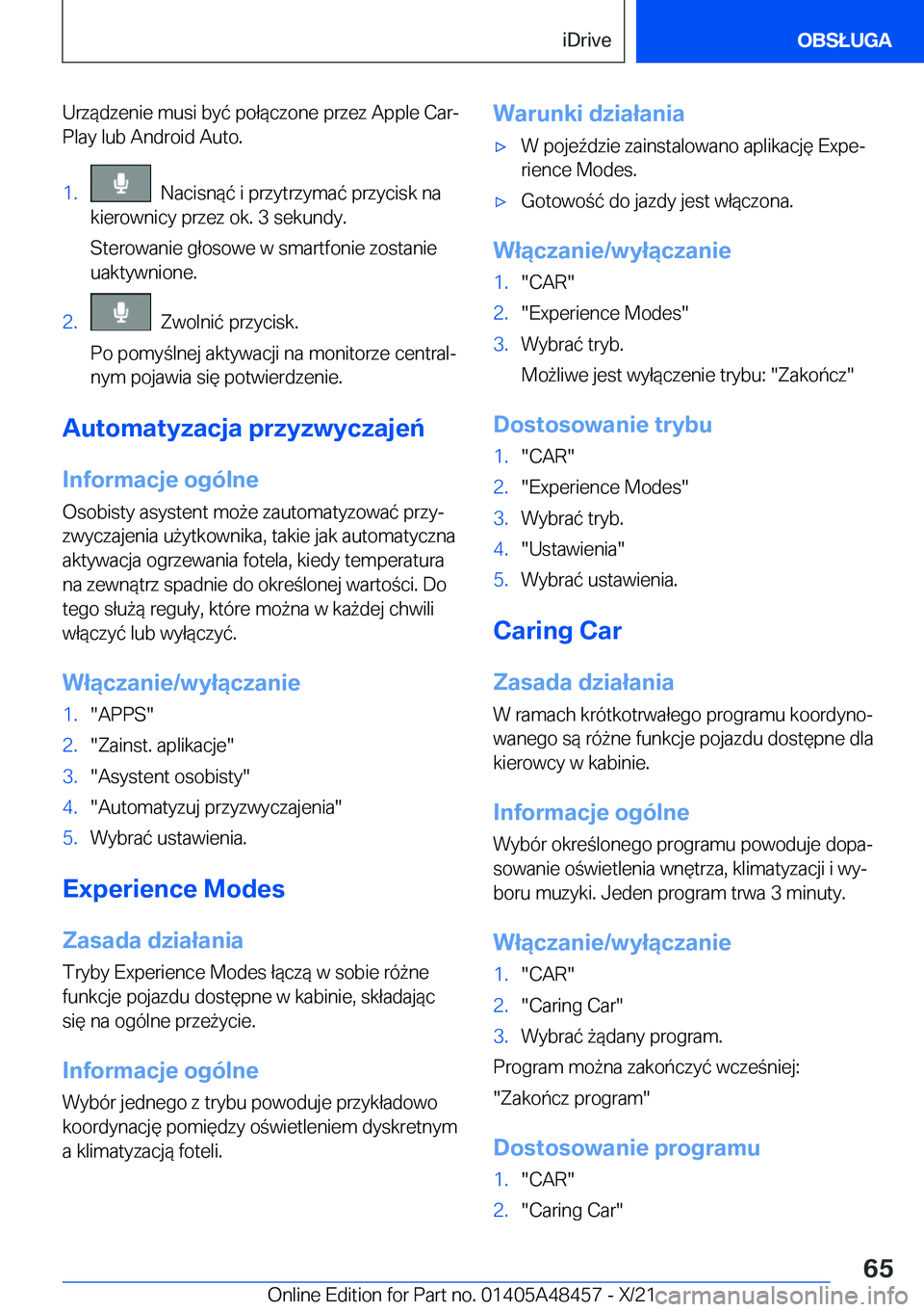 BMW X7 2022  Instrukcja obsługi (in Polish) �U�r�z�