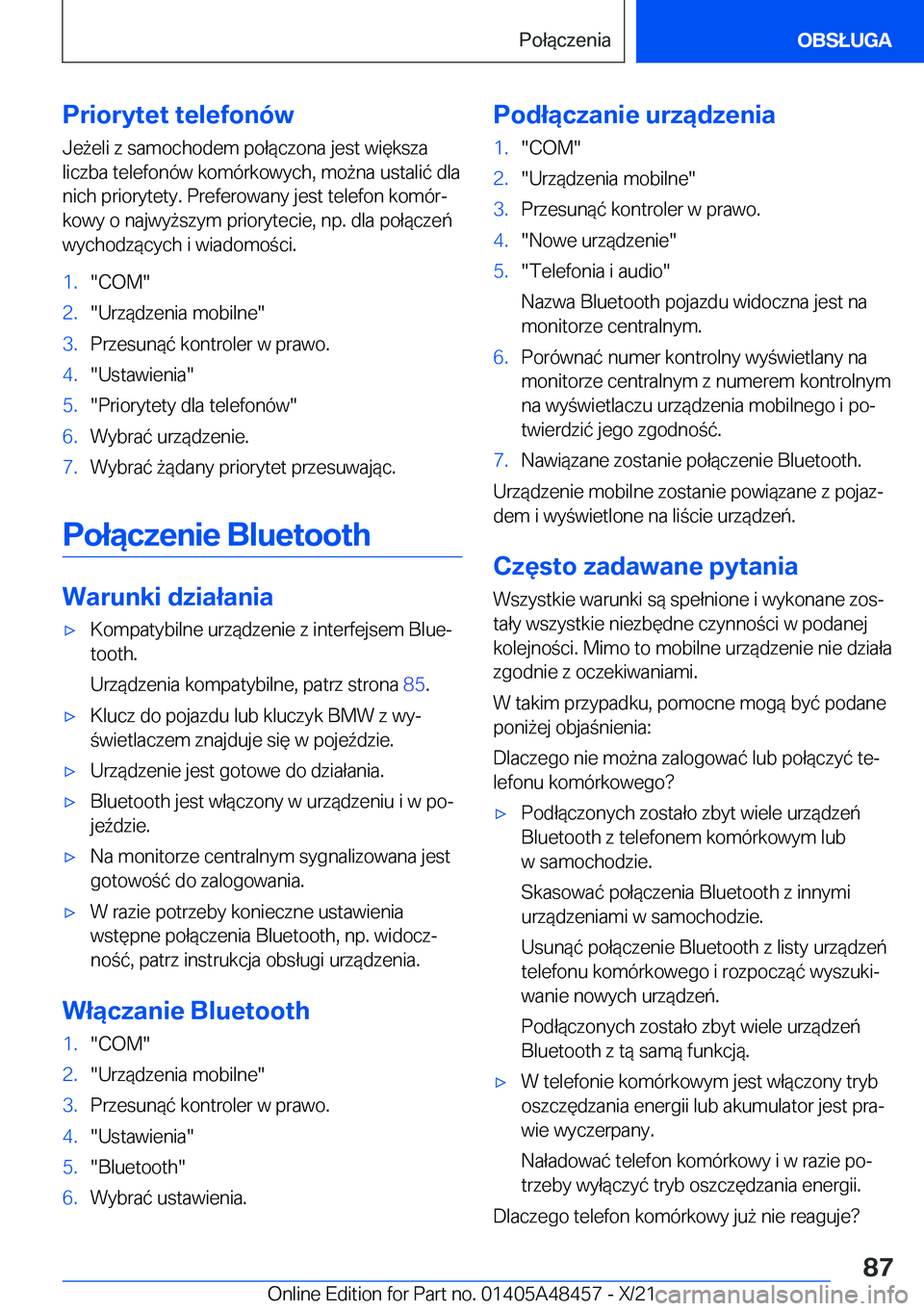 BMW X7 2022  Instrukcja obsługi (in Polish) �P�r�i�o�r�y�t�e�t��t�e�l�e�f�o�n�