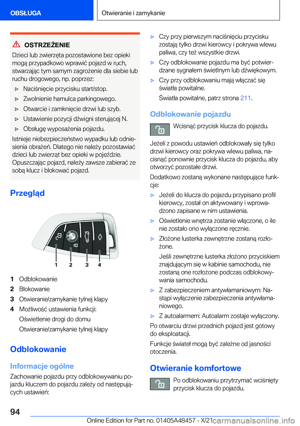 BMW X7 2022  Instrukcja obsługi (in Polish) �O�S�T�R�Z�E8�E�N�I�E
�D�z�i�e�c�i��l�u�b��z�w�i�e�r�z�