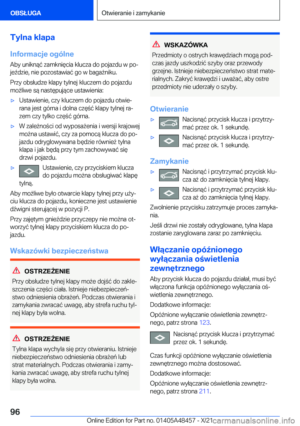 BMW X7 2022  Instrukcja obsługi (in Polish) �T�y�l�n�a��k�l�a�p�a�I�n�f�o�r�m�a�c�j�e��o�g�