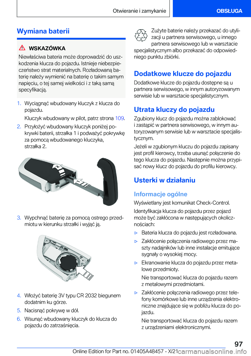 BMW X7 2022  Instrukcja obsługi (in Polish) �W�y�m�i�a�n�a��b�a�t�e�r�i�i
�W�S�K�A�Z�