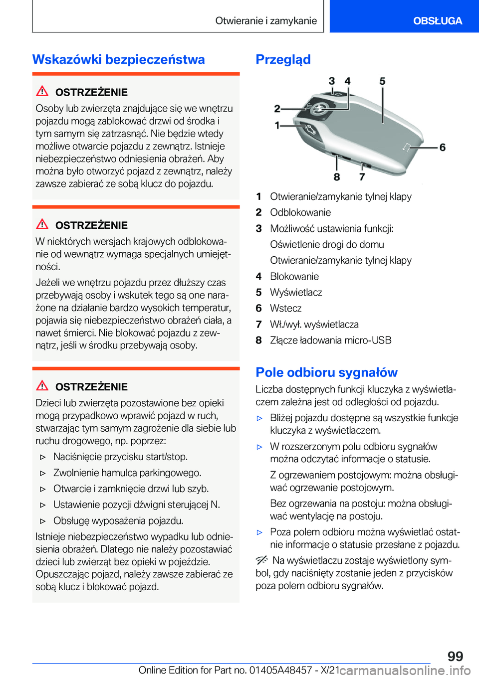 BMW X7 2022  Instrukcja obsługi (in Polish) �W�s�k�a�z�