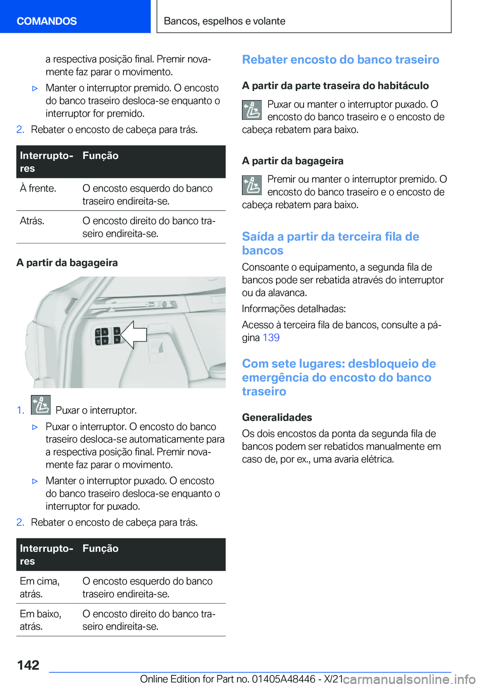 BMW X7 2022  Manual do condutor (in Portuguese) �a��r�e�s�p�e�c�t�i�v�a��p�o�s�i�