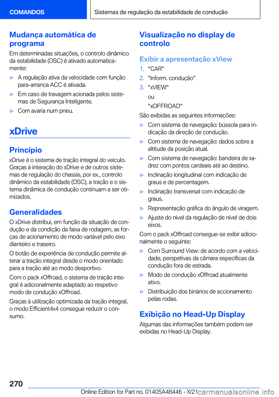 BMW X7 2022  Manual do condutor (in Portuguese) �M�u�d�a�n�