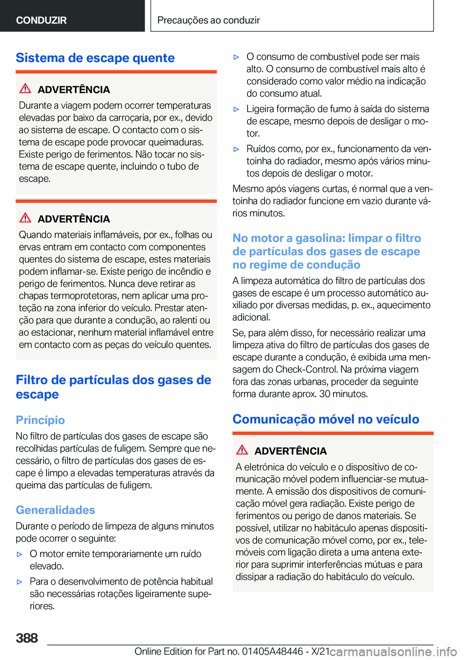 BMW X7 2022  Manual do condutor (in Portuguese) �S�i�s�t�e�m�a��d�e��e�s�c�a�p�e��q�u�e�n�t�e
�A�D�V�E�R�T�
