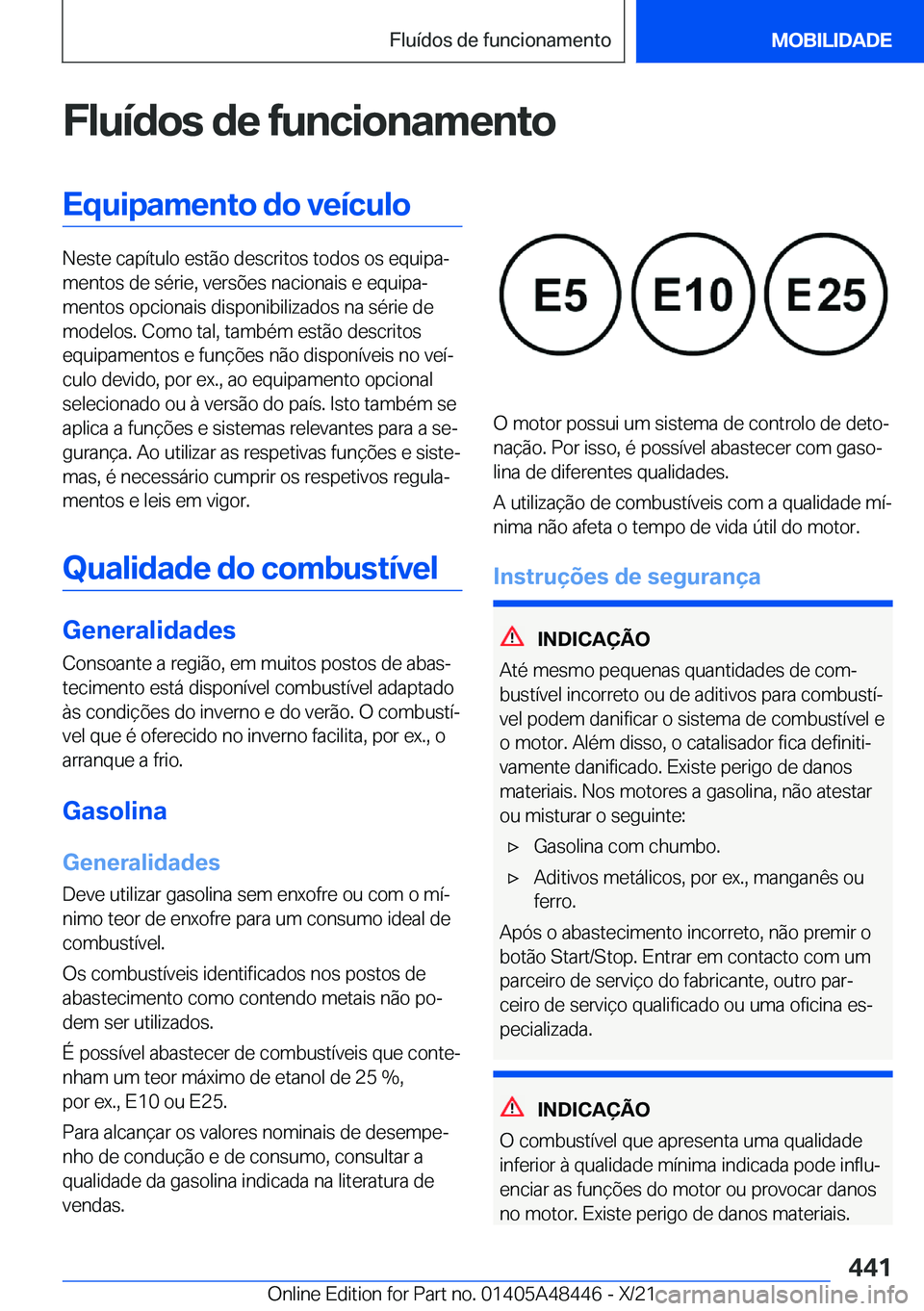 BMW X7 2022  Manual do condutor (in Portuguese) �F�l�u�