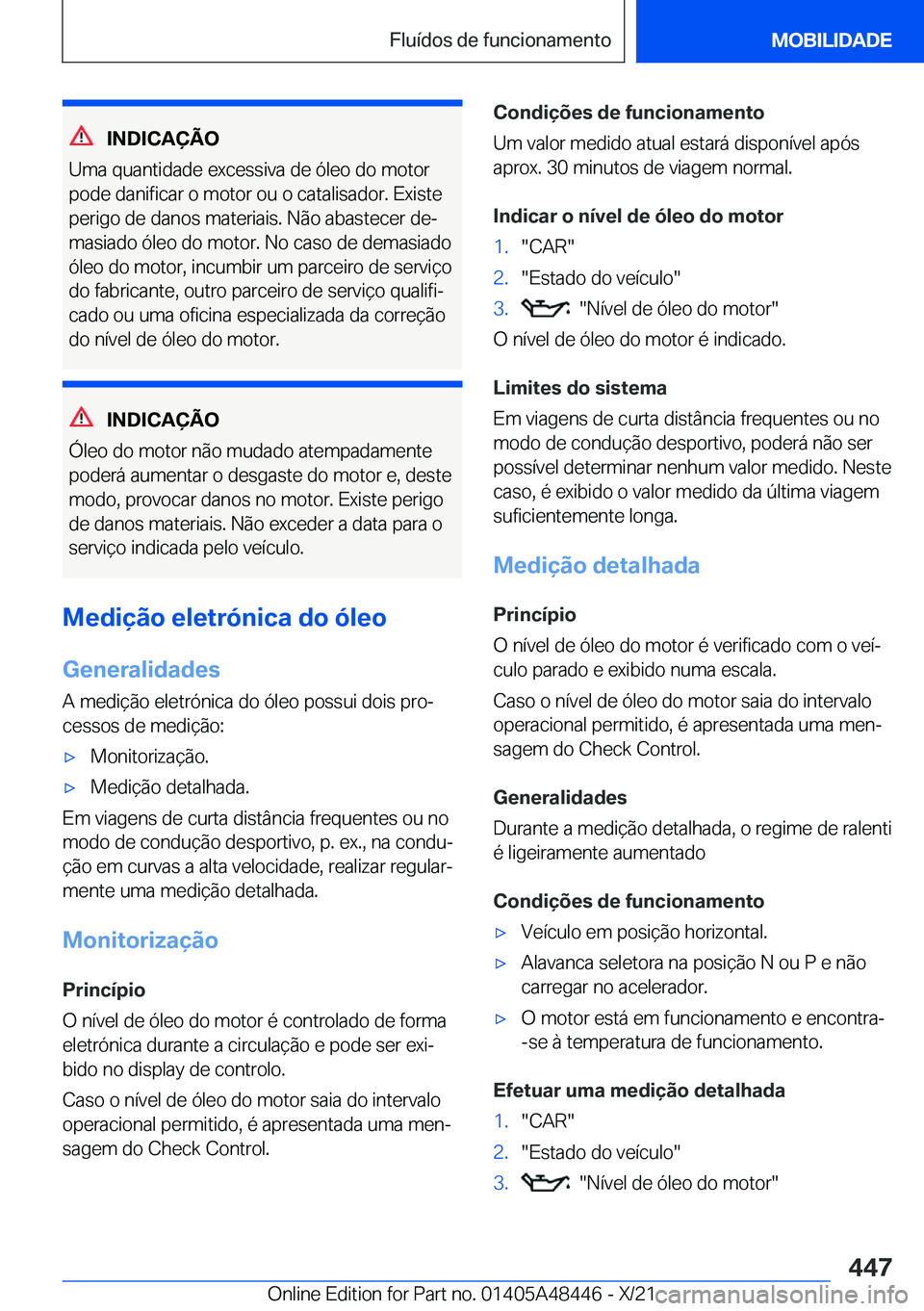 BMW X7 2022  Manual do condutor (in Portuguese) �I�N�D�I�C�A�