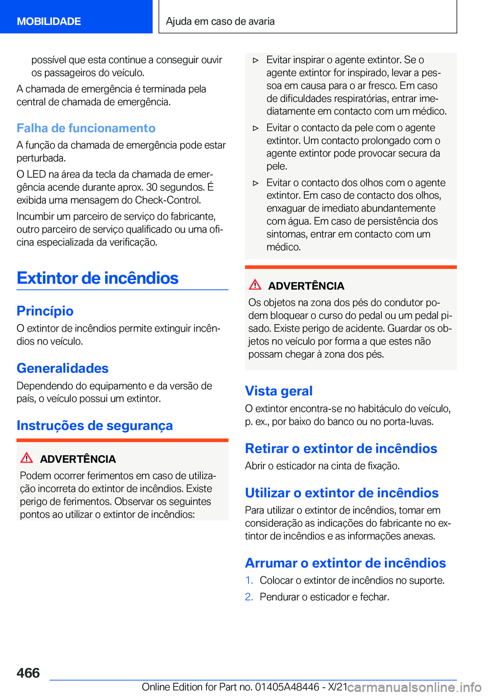 BMW X7 2022  Manual do condutor (in Portuguese) �p�o�s�s�