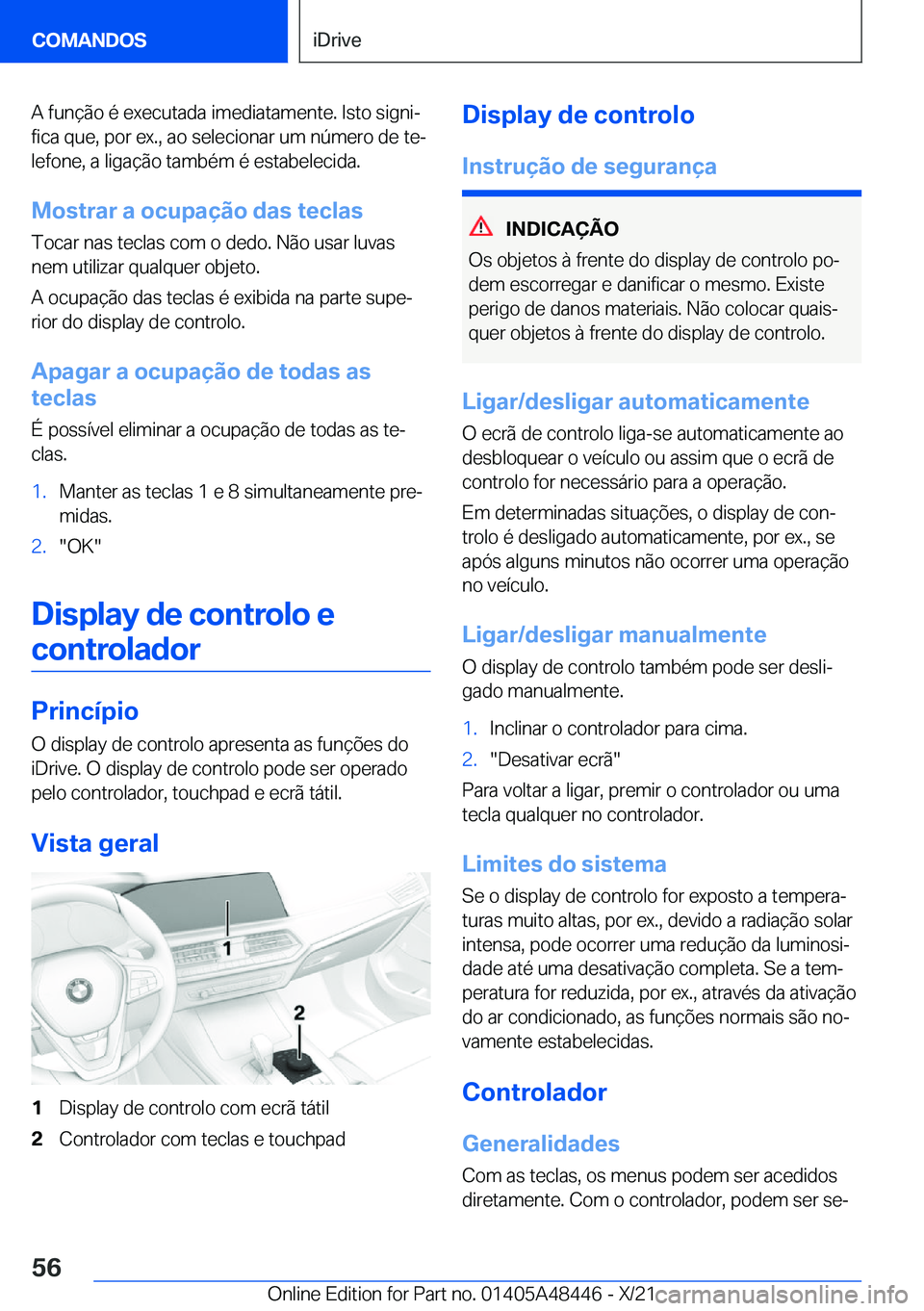 BMW X7 2022  Manual do condutor (in Portuguese) �A��f�u�n�