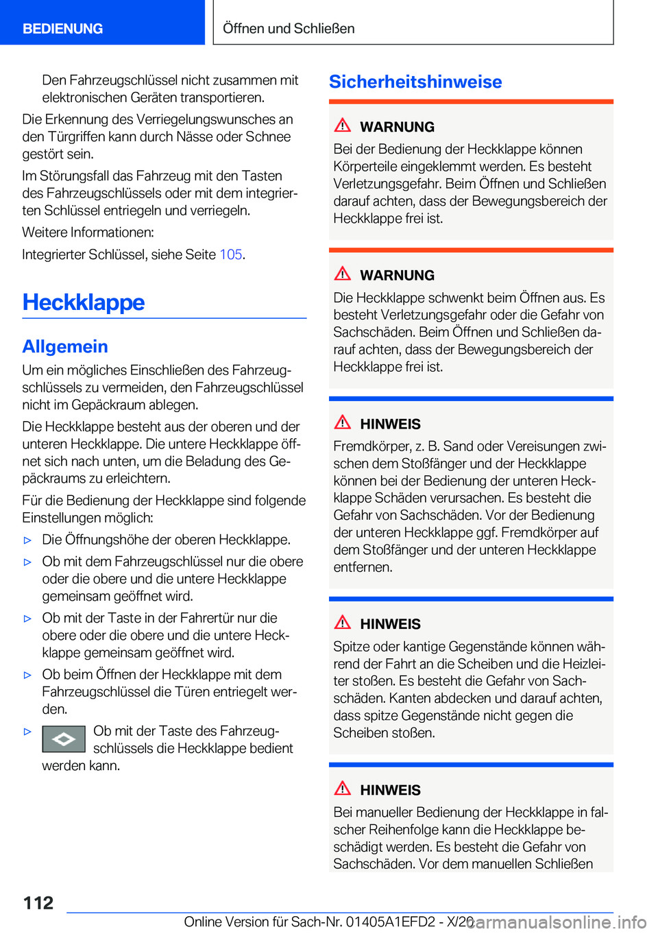 BMW X7 2021  Betriebsanleitungen (in German) �D�e�n��F�a�h�r�z�e�u�g�s�c�h�l�