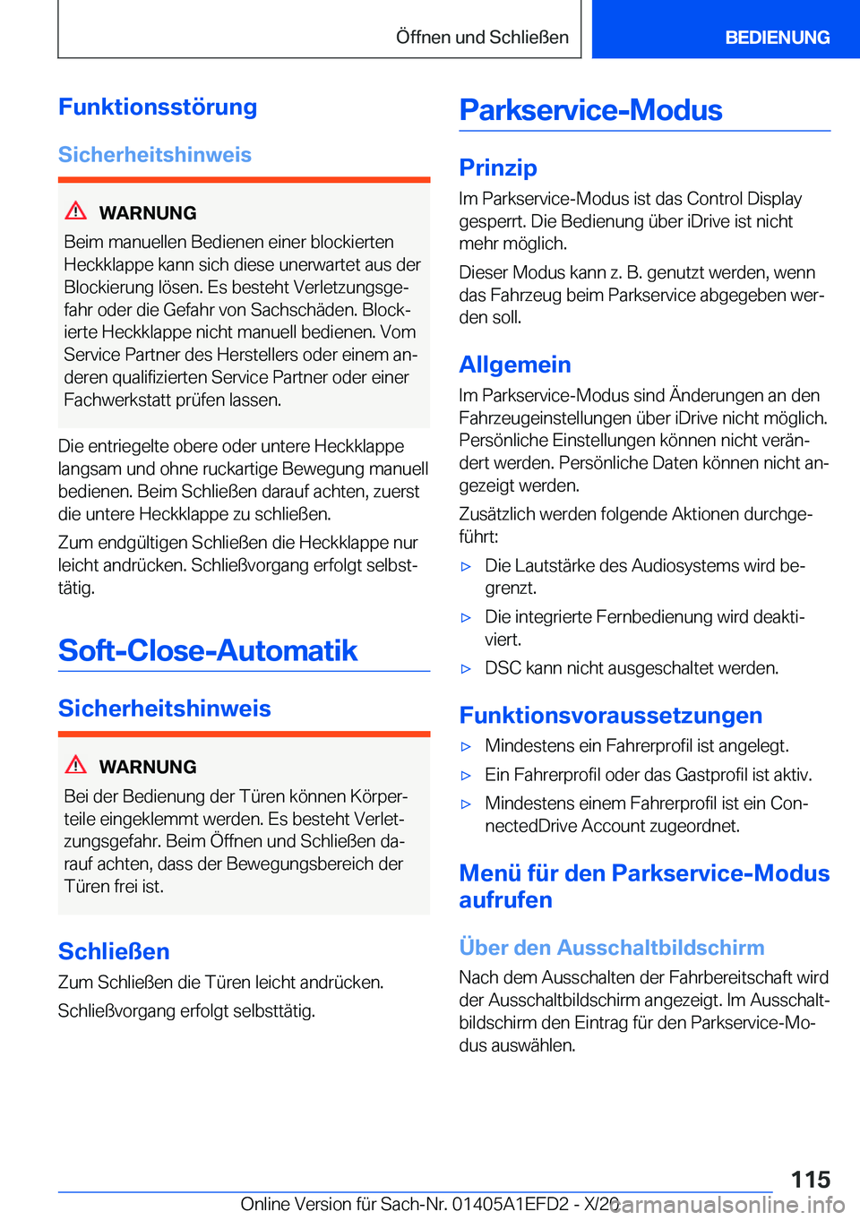 BMW X7 2021  Betriebsanleitungen (in German) �F�u�n�k�t�i�o�n�s�s�t�