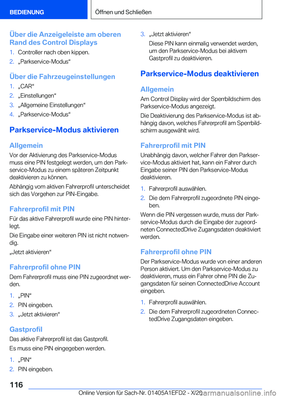BMW X7 2021  Betriebsanleitungen (in German) �