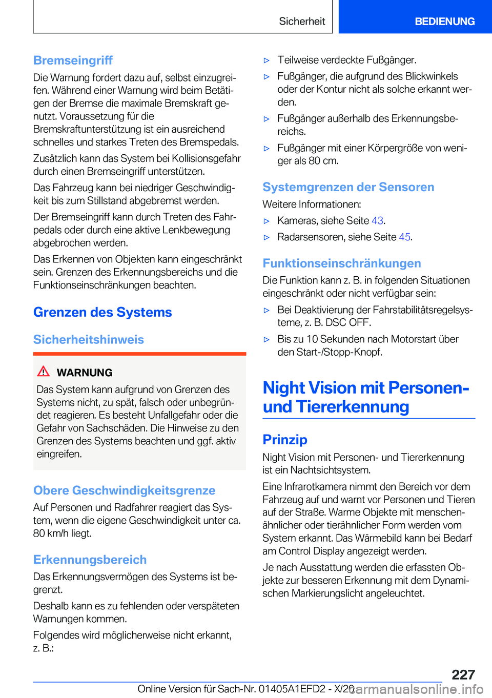BMW X7 2021  Betriebsanleitungen (in German) �B�r�e�m�s�e�i�n�g�r�i�f�f
�D�i�e��W�a�r�n�u�n�g��f�o�r�d�e�r�t��d�a�z�u��a�u�f�,��s�e�l�b�s�t��e�i�n�z�u�g�r�e�ij
�f�e�n�.��W�