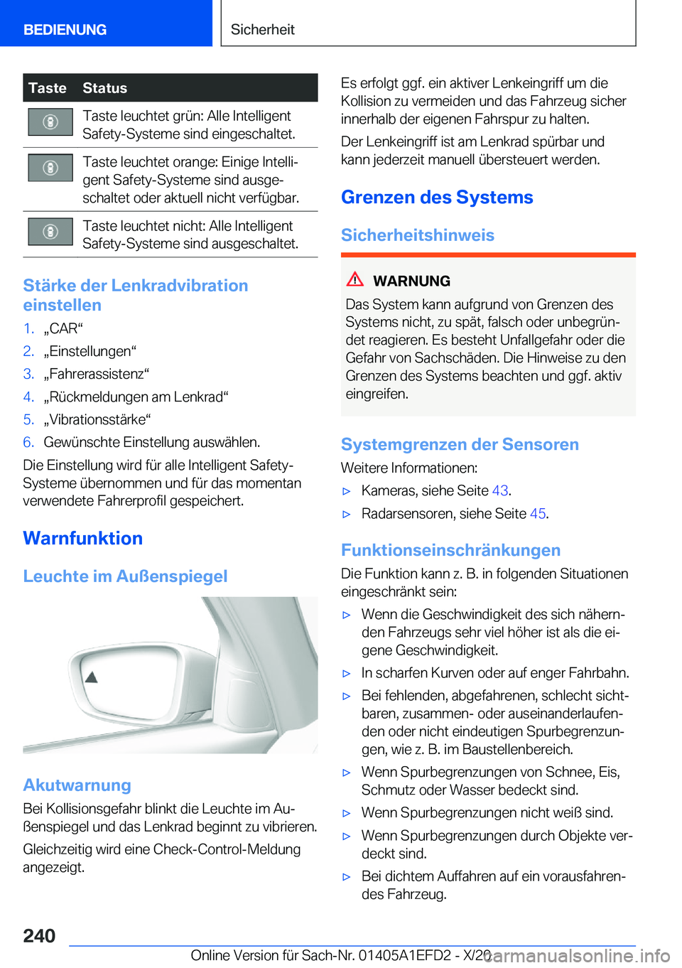 BMW X7 2021  Betriebsanleitungen (in German) �T�a�s�t�e�S�t�a�t�u�s�T�a�s�t�e��l�e�u�c�h�t�e�t��g�r�