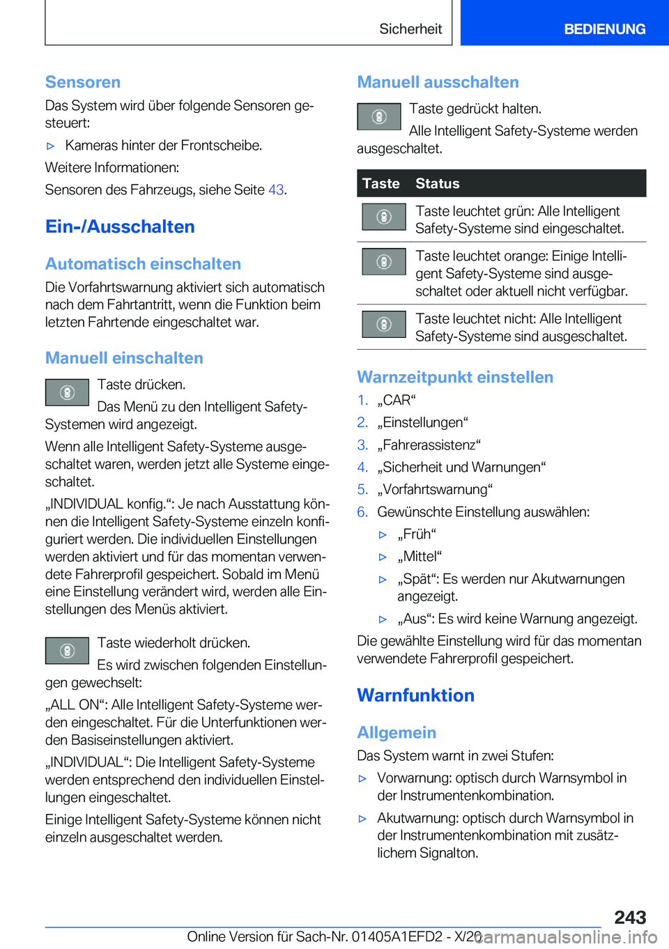 BMW X7 2021  Betriebsanleitungen (in German) �S�e�n�s�o�r�e�n
�D�a�s��S�y�s�t�e�m��w�i�r�d��