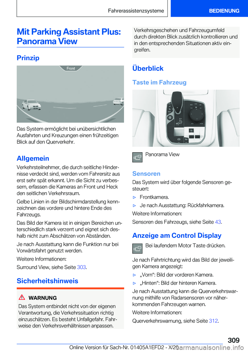 BMW X7 2021  Betriebsanleitungen (in German) �M�i�t��P�a�r�k�i�n�g��A�s�s�i�s�t�a�n�t��P�l�u�s�:�P�a�n�o�r�a�m�a��V�i�e�w
�P�r�i�n�z�i�p
�D�a�s��S�y�s�t�e�m��e�r�m�