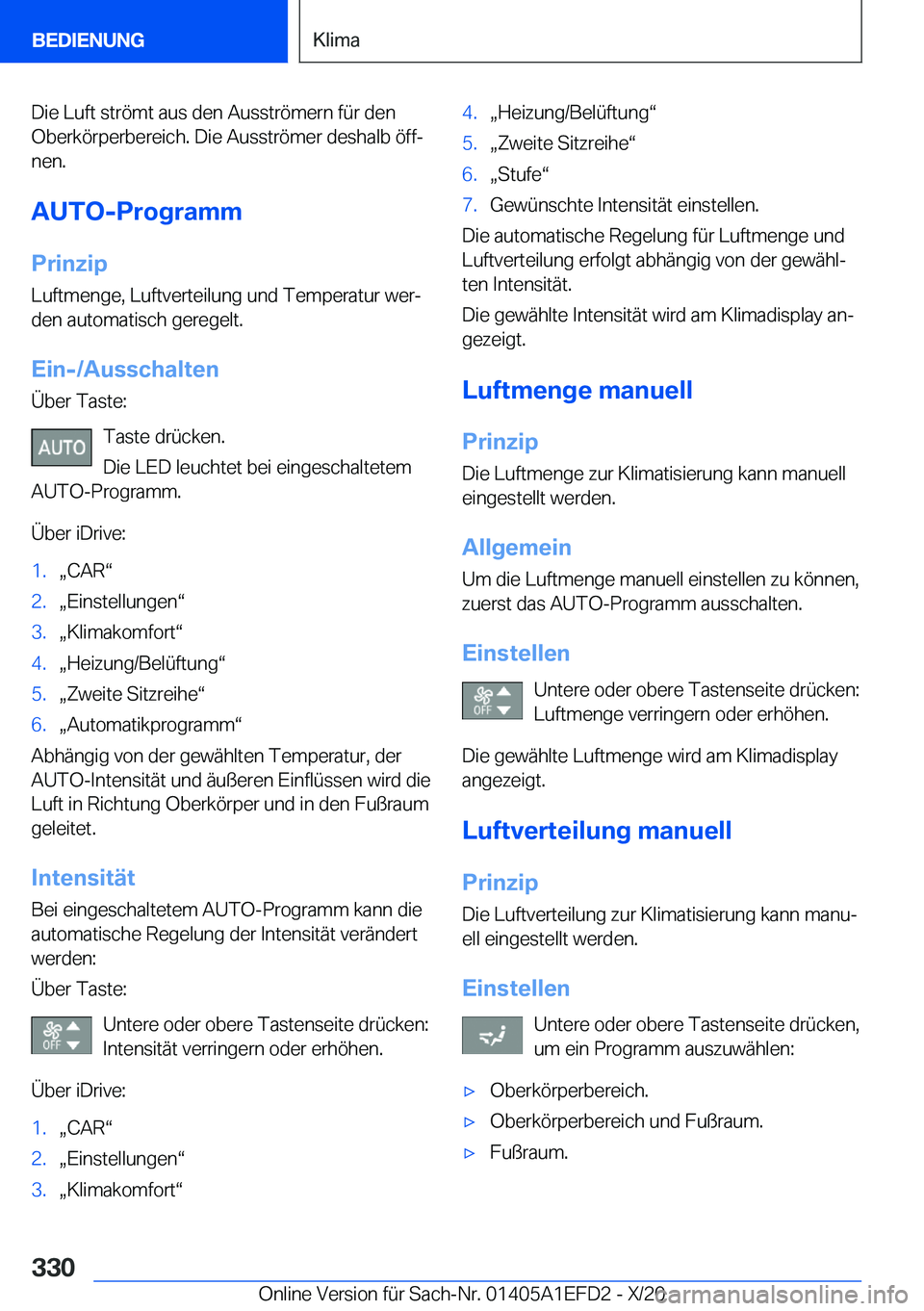 BMW X7 2021  Betriebsanleitungen (in German) �D�i�e��L�u�f�t��s�t�r�