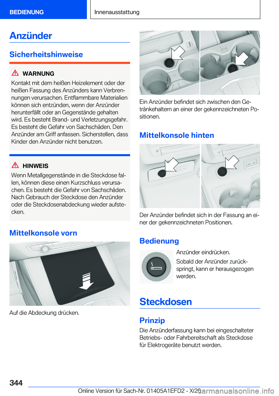 BMW X7 2021  Betriebsanleitungen (in German) �A�n�z�