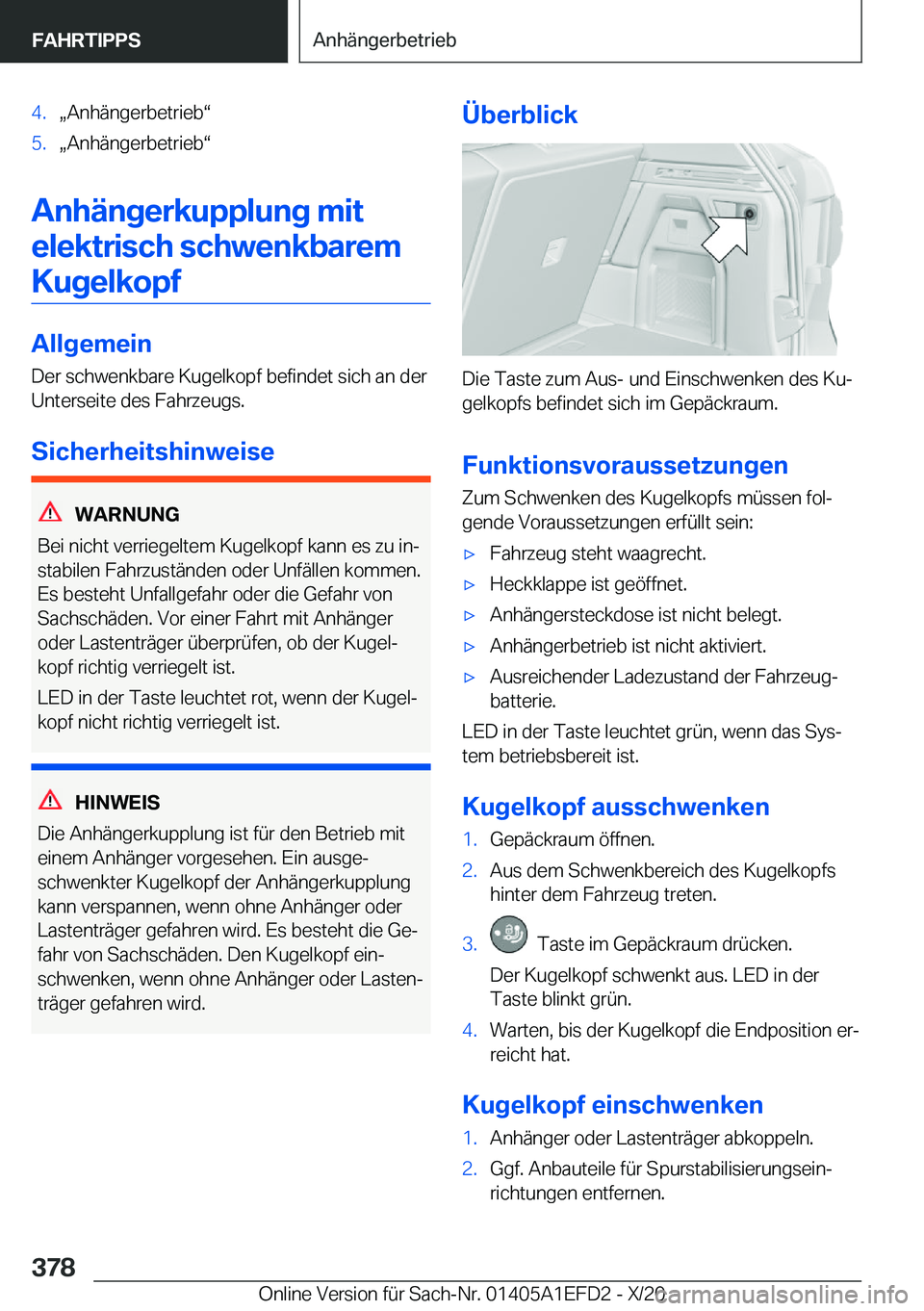 BMW X7 2021  Betriebsanleitungen (in German) �4�.x�A�n�h�