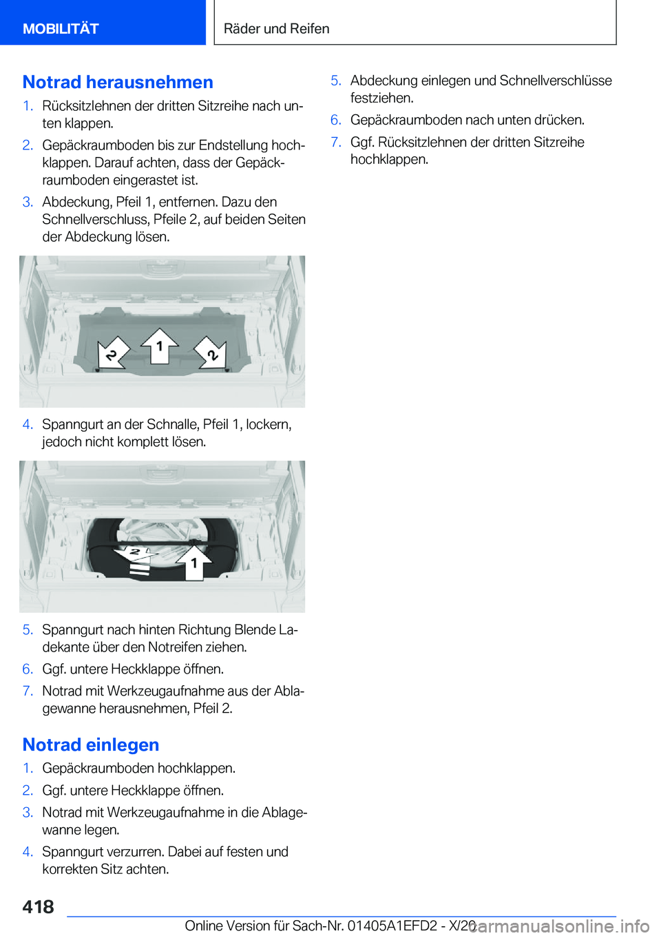 BMW X7 2021  Betriebsanleitungen (in German) �N�o�t�r�a�d��h�e�r�a�u�s�n�e�h�m�e�n�1�.�R�