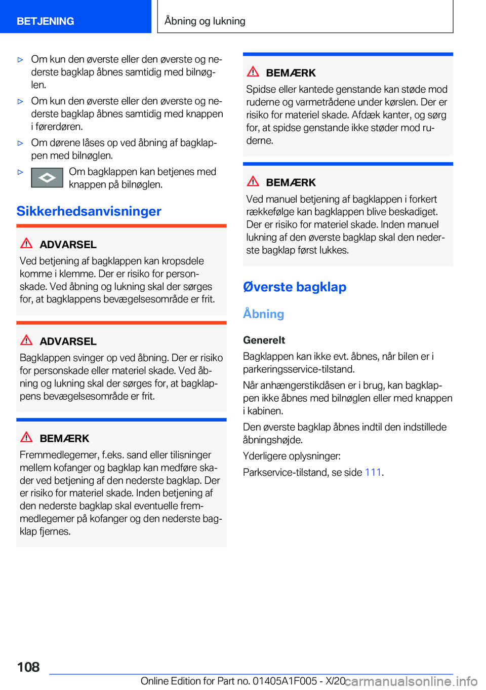 BMW X7 2021  InstruktionsbØger (in Danish) 'x�O�m��k�u�n��d�e�n��