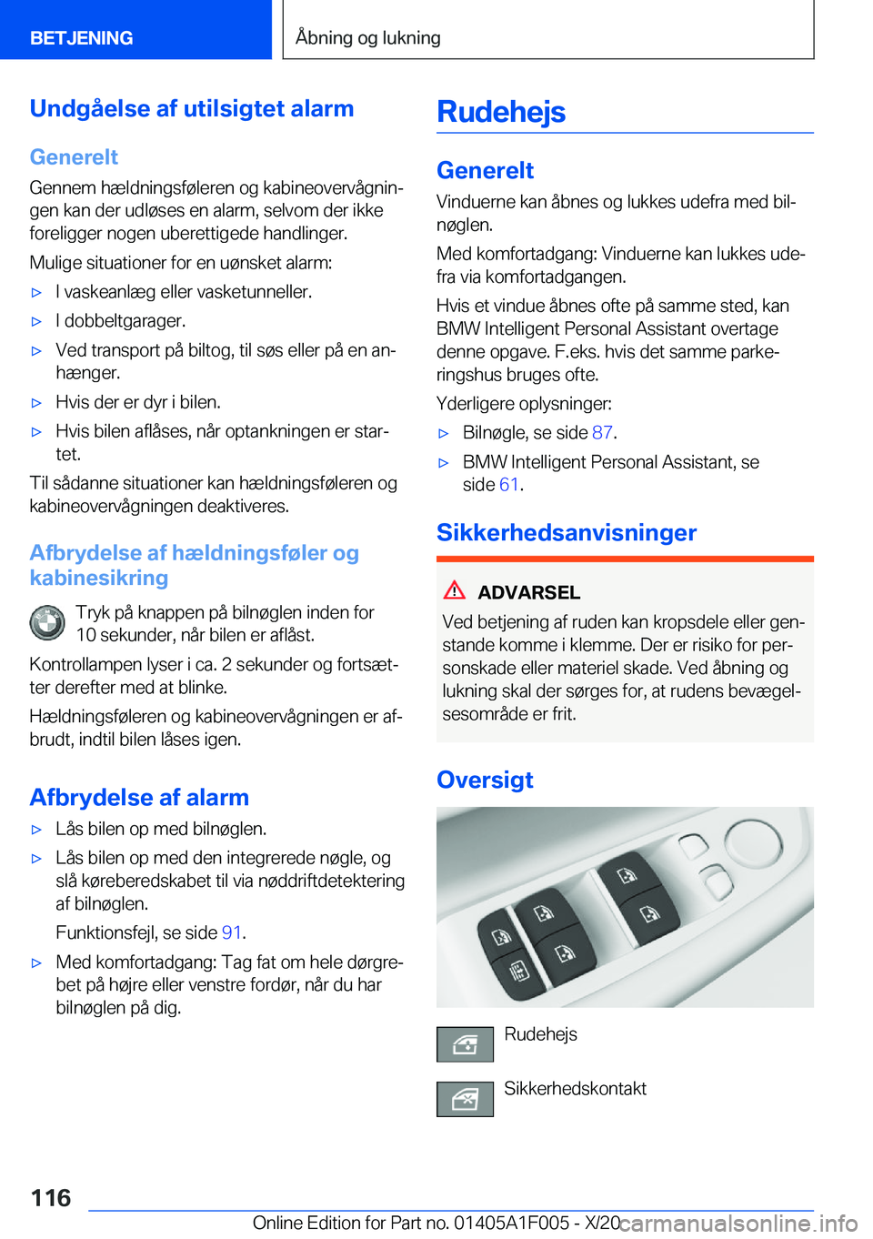 BMW X7 2021  InstruktionsbØger (in Danish) �U�n�d�g�å�e�l�s�e��a�f��u�t�i�l�s�i�g�t�e�t��a�l�a�r�m�G�e�n�e�r�e�l�t
�G�e�n�n�e�m��h�æ�l�d�n�i�n�g�s�f�