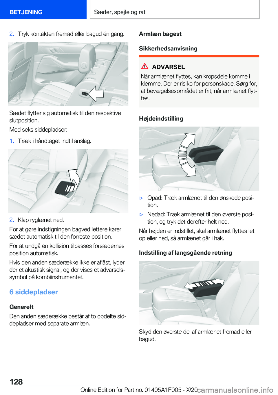 BMW X7 2021  InstruktionsbØger (in Danish) �2�.�T�r�y�k��k�o�n�t�a�k�t�e�n��f�r�e�m�a�d��e�l�l�e�r��b�a�g�u�d��