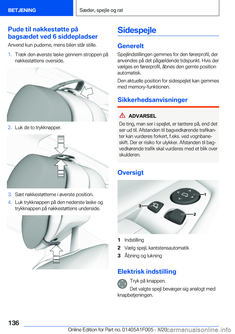 BMW X7 2021  InstruktionsbØger (in Danish) �P�u�d�e��t�i�l��n�a�k�k�e�s�t�