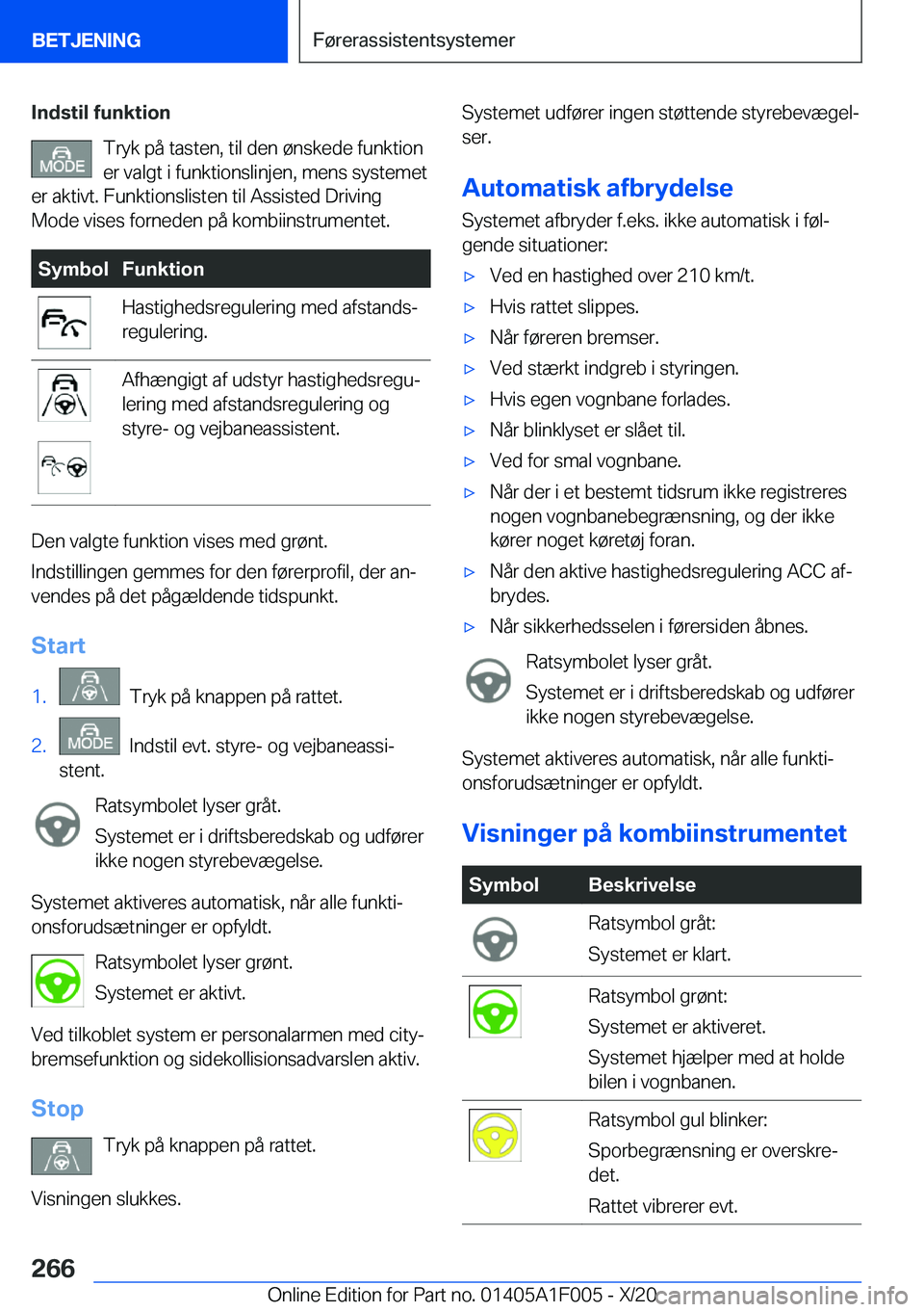 BMW X7 2021  InstruktionsbØger (in Danish) �I�n�d�s�t�i�l��f�u�n�k�t�i�o�n�T�r�y�k��p�å��t�a�s�t�e�n�,��t�i�l��d�e�n��