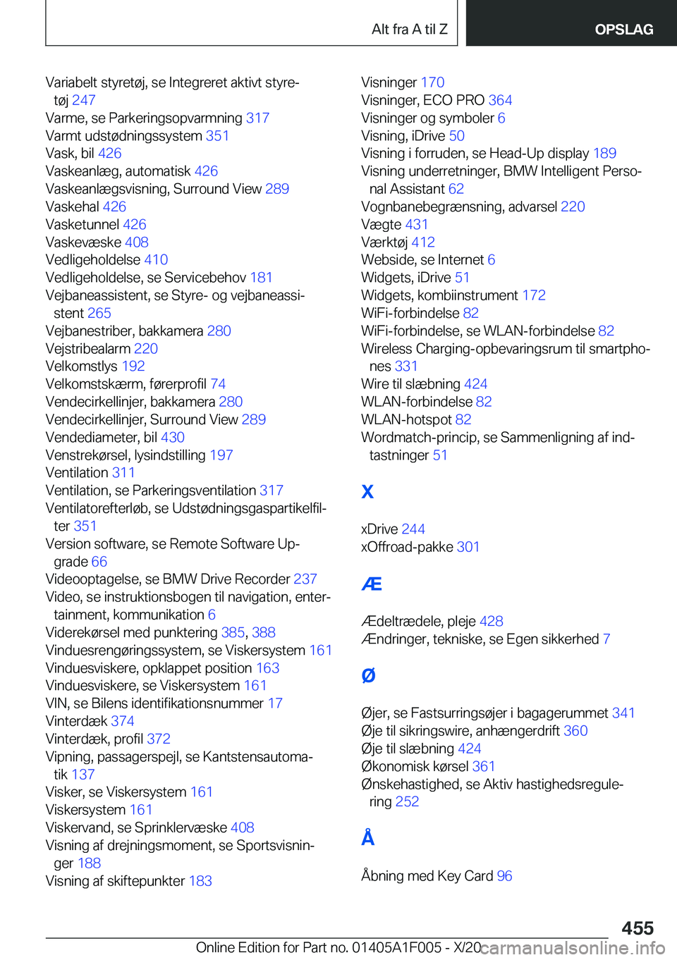 BMW X7 2021  InstruktionsbØger (in Danish) �V�a�r�i�a�b�e�l�t��s�t�y�r�e�t�