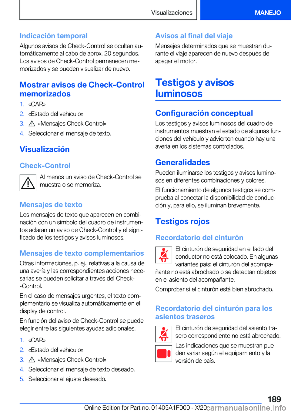 BMW X7 2021  Manuales de Empleo (in Spanish) �I�n�d�i�c�a�c�i�