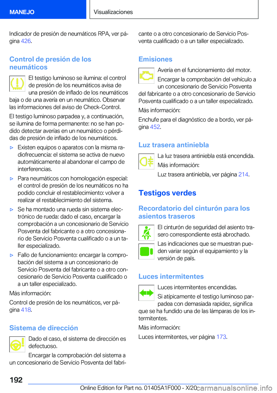 BMW X7 2021  Manuales de Empleo (in Spanish) �I�n�d�i�c�a�d�o�r��d�e��p�r�e�s�i�