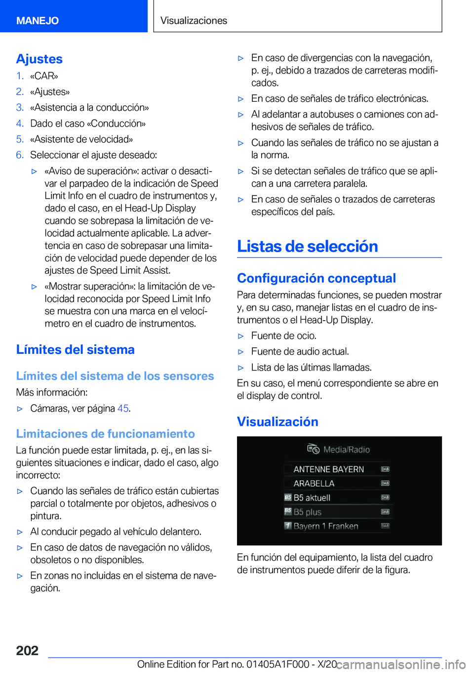 BMW X7 2021  Manuales de Empleo (in Spanish) �A�j�u�s�t�e�s�1�.�«�C�A�R�{�2�.�«�A�j�u�s�t�e�s�{�3�.�«�A�s�i�s�t�e�n�c�i�a��a��l�a��c�o�n�d�u�c�c�i�