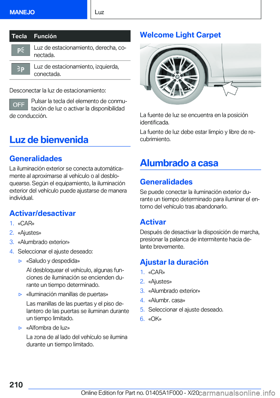 BMW X7 2021  Manuales de Empleo (in Spanish) �T�e�c�l�a�F�u�n�c�i�