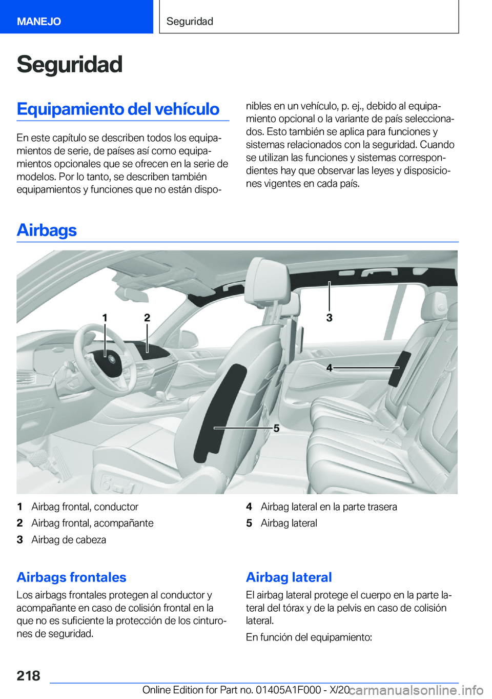 BMW X7 2021  Manuales de Empleo (in Spanish) �S�e�g�u�r�i�d�a�d�E�q�u�i�p�a�m�i�e�n�t�o��d�e�l��v�e�h�